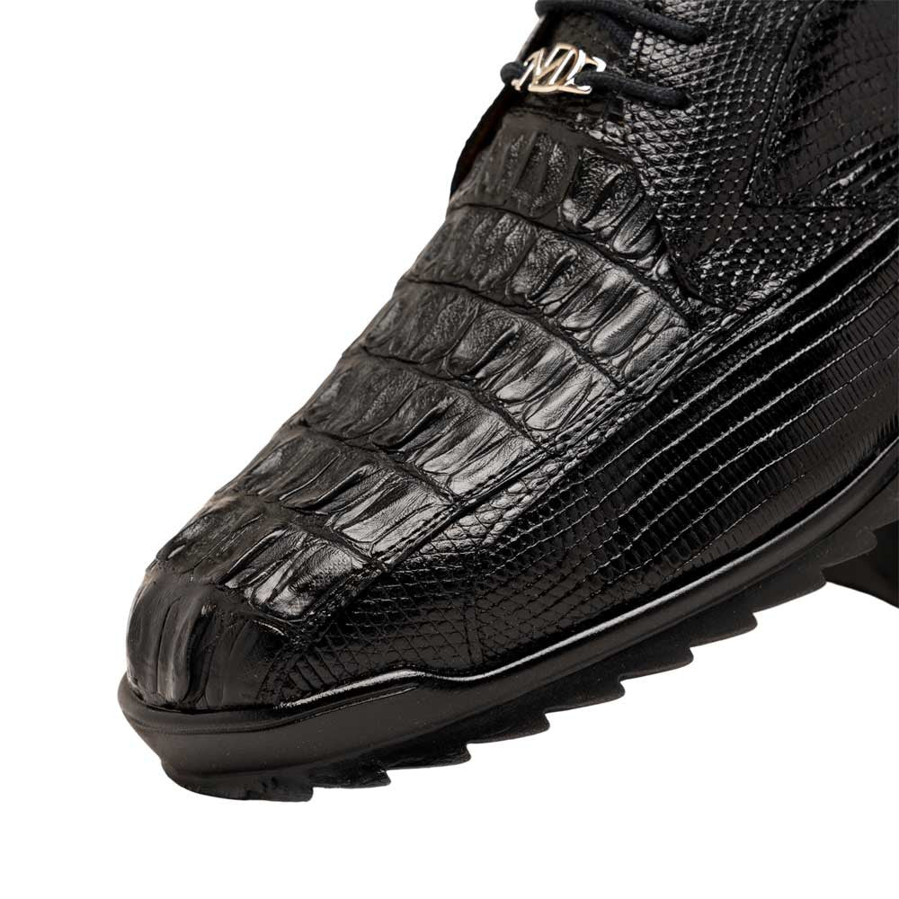 Marco Di Milano Crater Caiman & Lizard Sneaker - Black