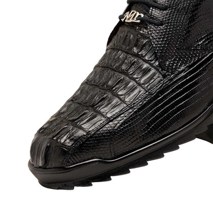 Marco Di Milano Crater Caiman & Lizard Sneaker - Black