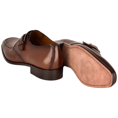 Corrente Men’s Brown Monk Strap Cap Toe Premium Leather Shoes