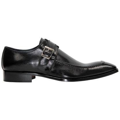 Duca Black Monk Strap Moc Toe Slip On