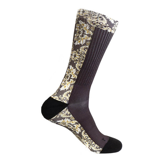 Steven Land Mediterranean Sublimation Pattern Black Multi Cotton Nylon Socks