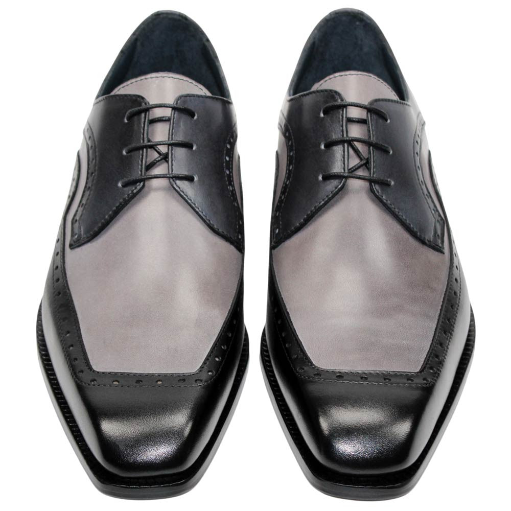 DUCA Velletri Black Men's Combo Italian Leather Spectator Derby Shoes