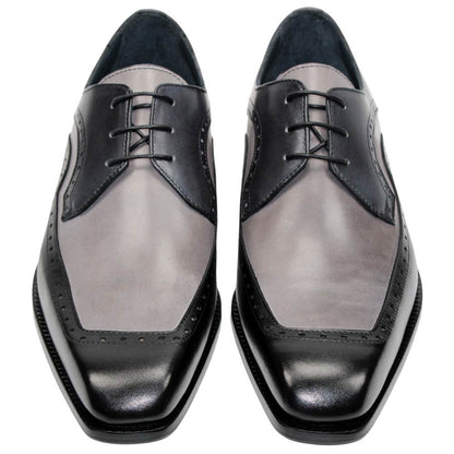 DUCA Velletri Black Men's Combo Italian Leather Spectator Derby Shoes