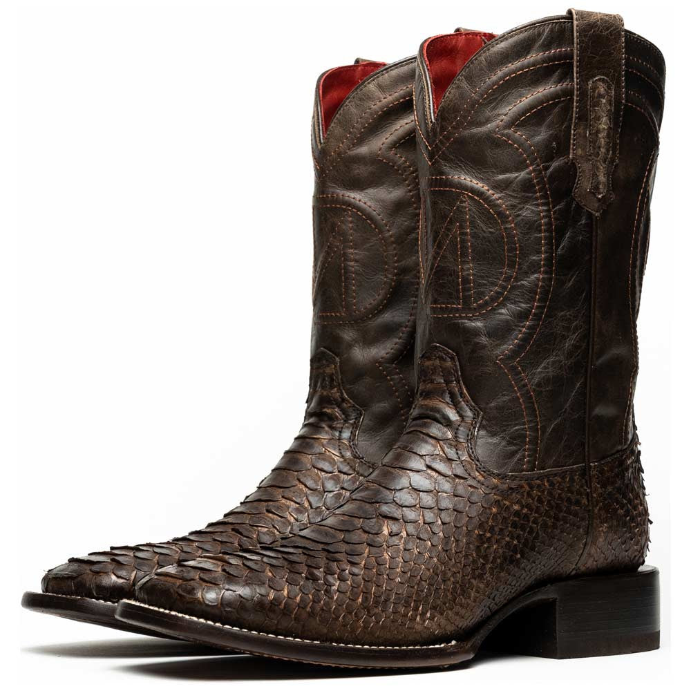 Missouri Genuine Python Skin Brown Cowboy Boot | Marco Di Milano Western Boots