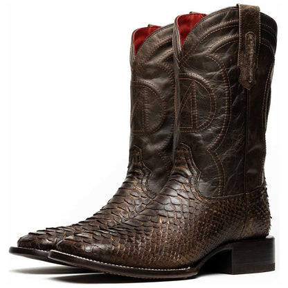 Missouri Genuine Python Skin Brown Cowboy Boot | Marco Di Milano Western Boots