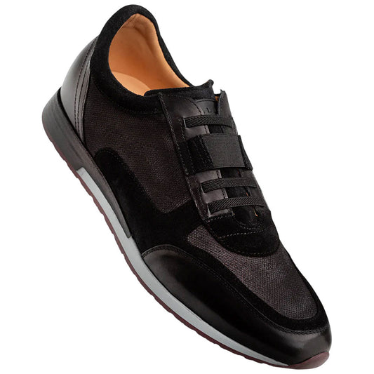 Mezlan Shoes Men's Black Suede & Linen Riumar Hybrid Sneaker