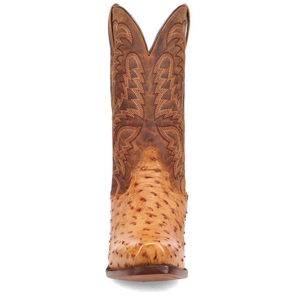 Dan Post Marco Saddle Full Quill Ostrich Square Toe Western Cowboy Boots