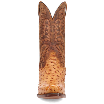 Dan Post Marco Saddle Full Quill Ostrich Square Toe Western Cowboy Boots