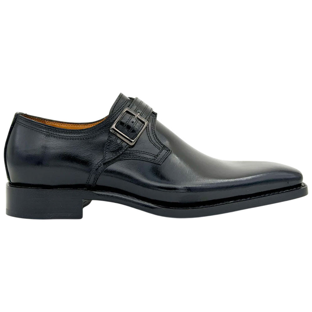 UGo Vasare Men’s Elden Black Plain Toe Genuine Leather Monk Strap Dress Shoes