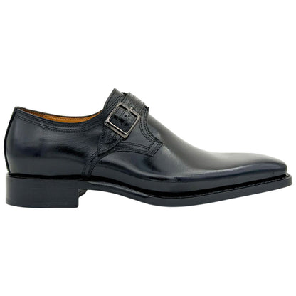 UGo Vasare Men’s Elden Black Plain Toe Genuine Leather Monk Strap Dress Shoes