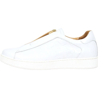 Mauri Regata Men's White Exotic Crocodile / Nappa Leather Slip-On Sneaker