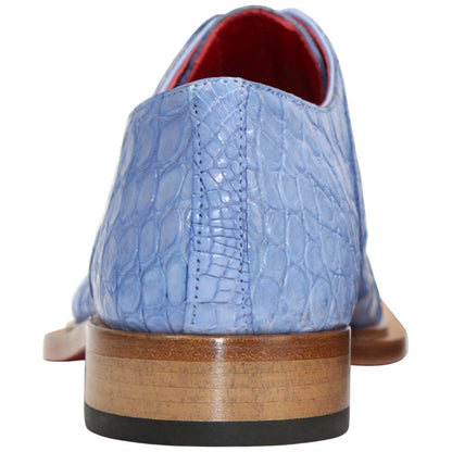 Genuine Alligator & Lizard Skin KINGSTON Blue Trendy Derby Shoes by Fennix of Italy