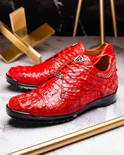 Marco Di Milano Kratos Genuine Caiman Crocodile Sneaker - Red