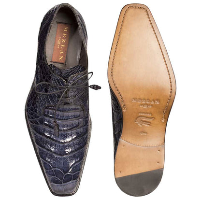 Mezlan Anderson Blue Genuine Crocodile Lace-Up