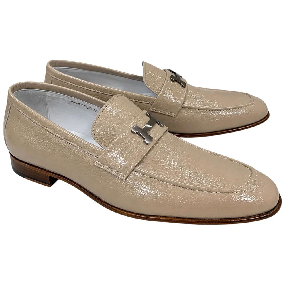 Corrente Men's Vita Calf Skin H-Buckle Loafer - Beige