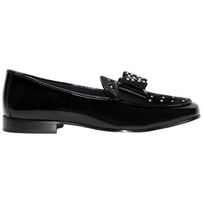 Maratea Black Patent Leather/Velvet/Crystal Slip On Loafers | Duca Dress Shoes for Men