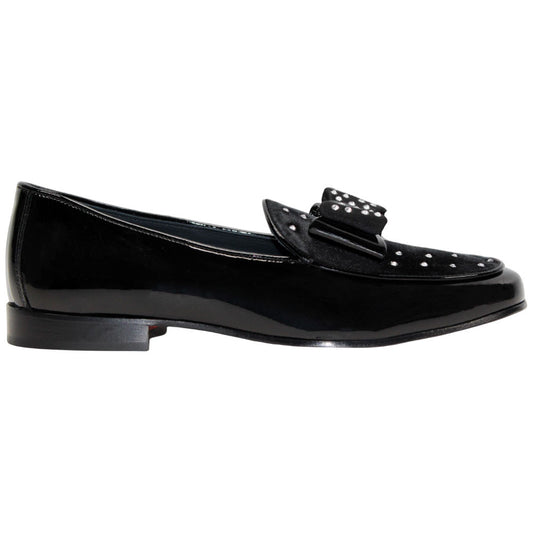 Maratea Black Patent Leather/Velvet/Crystal Slip On Loafers | Duca Dress Shoes for Men