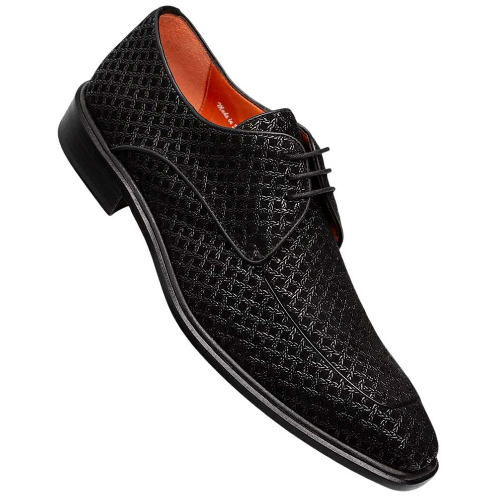 Mezlan Montage Printed Suede Derby - Men's Black Exclusive Printed Suede Derby
