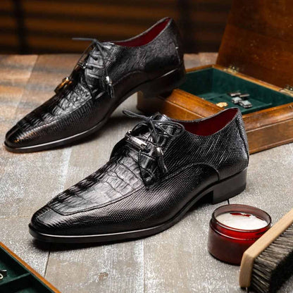 Marco Di Milano Merida Black Caiman & Lizard Dress Derby