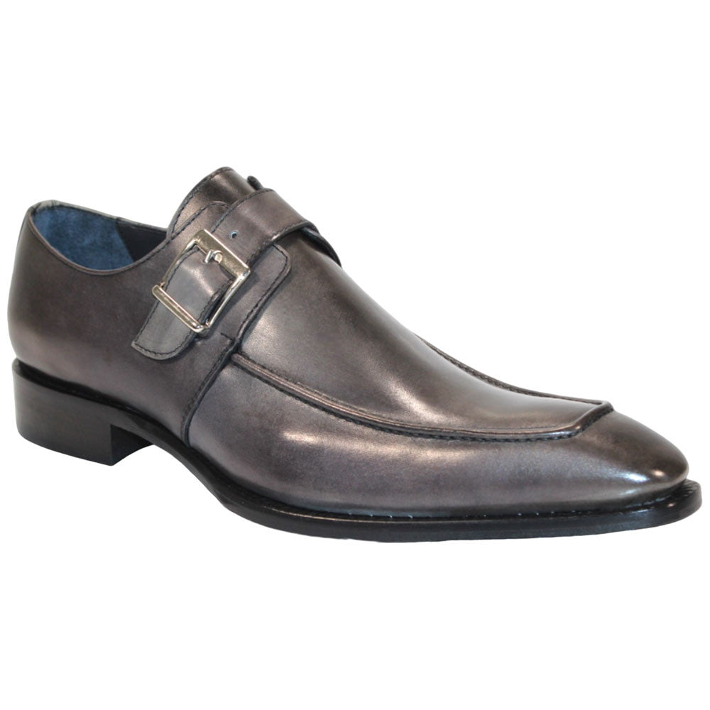 Duca Garda Men's Grey Calf-Skin Leather Monkstrap Oxfords Shoes