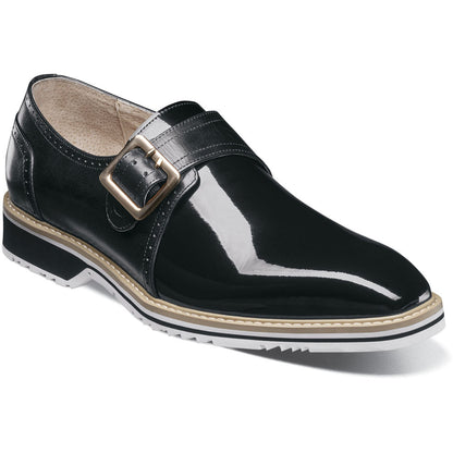 Stacy Adams Bartram Plain Toe Monk Strap in Black