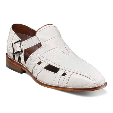 Stacy Adams Calvino White Leather Sole City Sandals