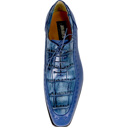 Mauri Metropolitan Men's New Blue Exotic Alligator / Calf-Skin Leather Oxford Shoes