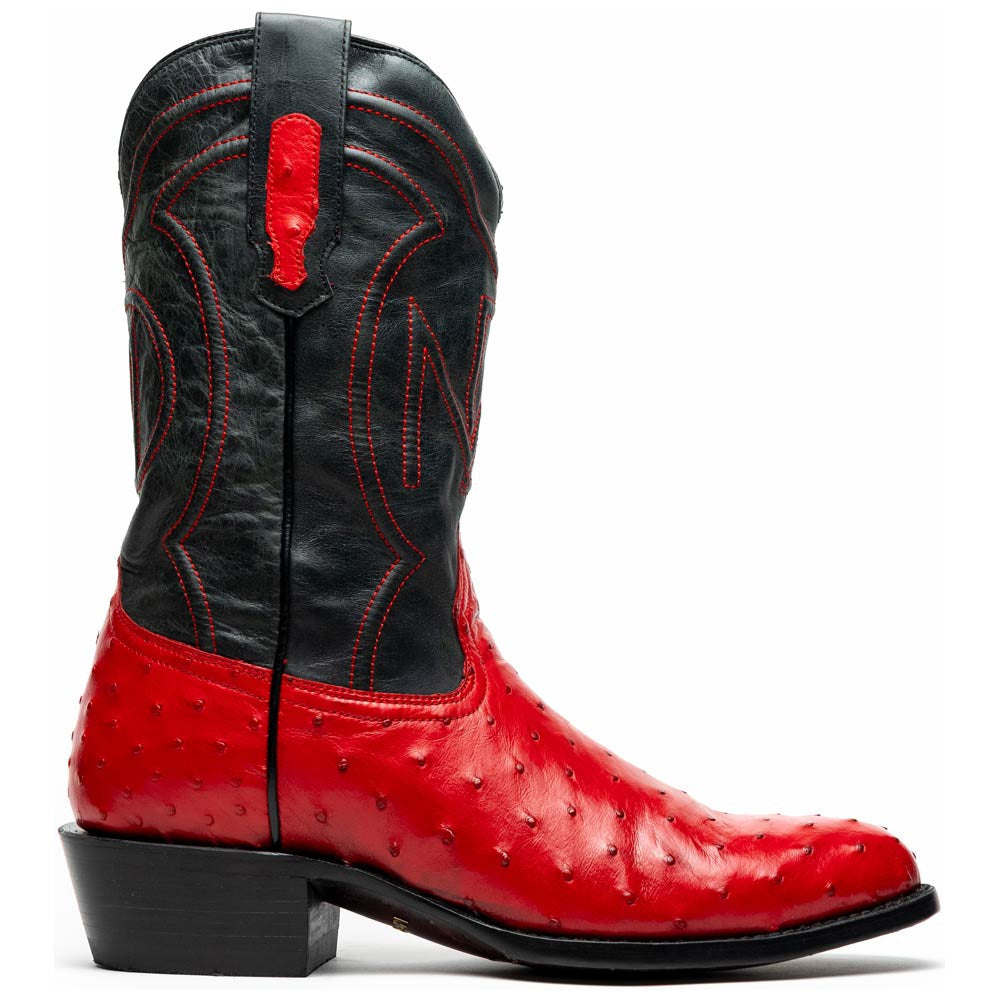Savannah Genuine Full Quill Ostrich Skin Cowboy Red Boot | Marco Di Milano Western Boots