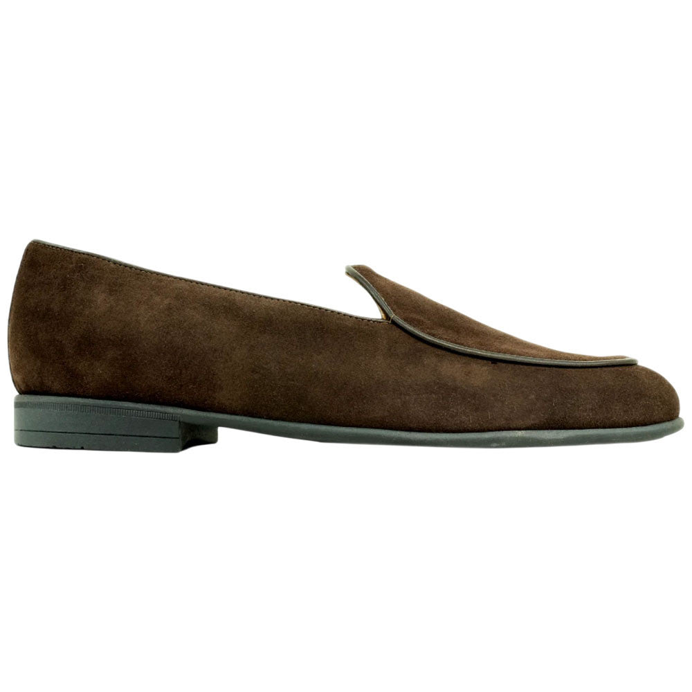 Alan Payne Men's Primo Dark Brown Moc Toe Italian Suede Leather Belgian Loafer