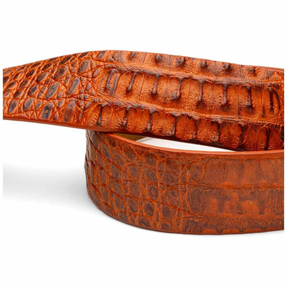 Riccardo Genuine Exotic Caiman Fuscus-Belly Brandy Belt with a Chrome Buckle | Marco Di Milano Exotic Belt