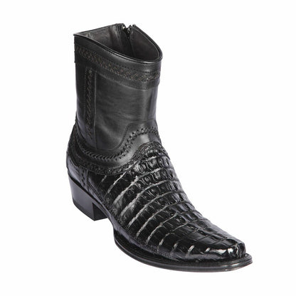 Los Altos Black Caiman Tail Low Shaft European Square Toe Men's Boot
