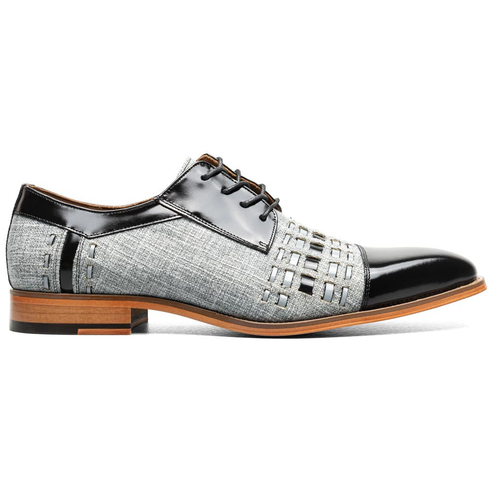 Stacy Adams Men’s Halstead Black/Grey Woven Cut Cap Toe Oxfords
