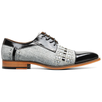Stacy Adams Men’s Halstead Black/Grey Woven Cut Cap Toe Oxfords