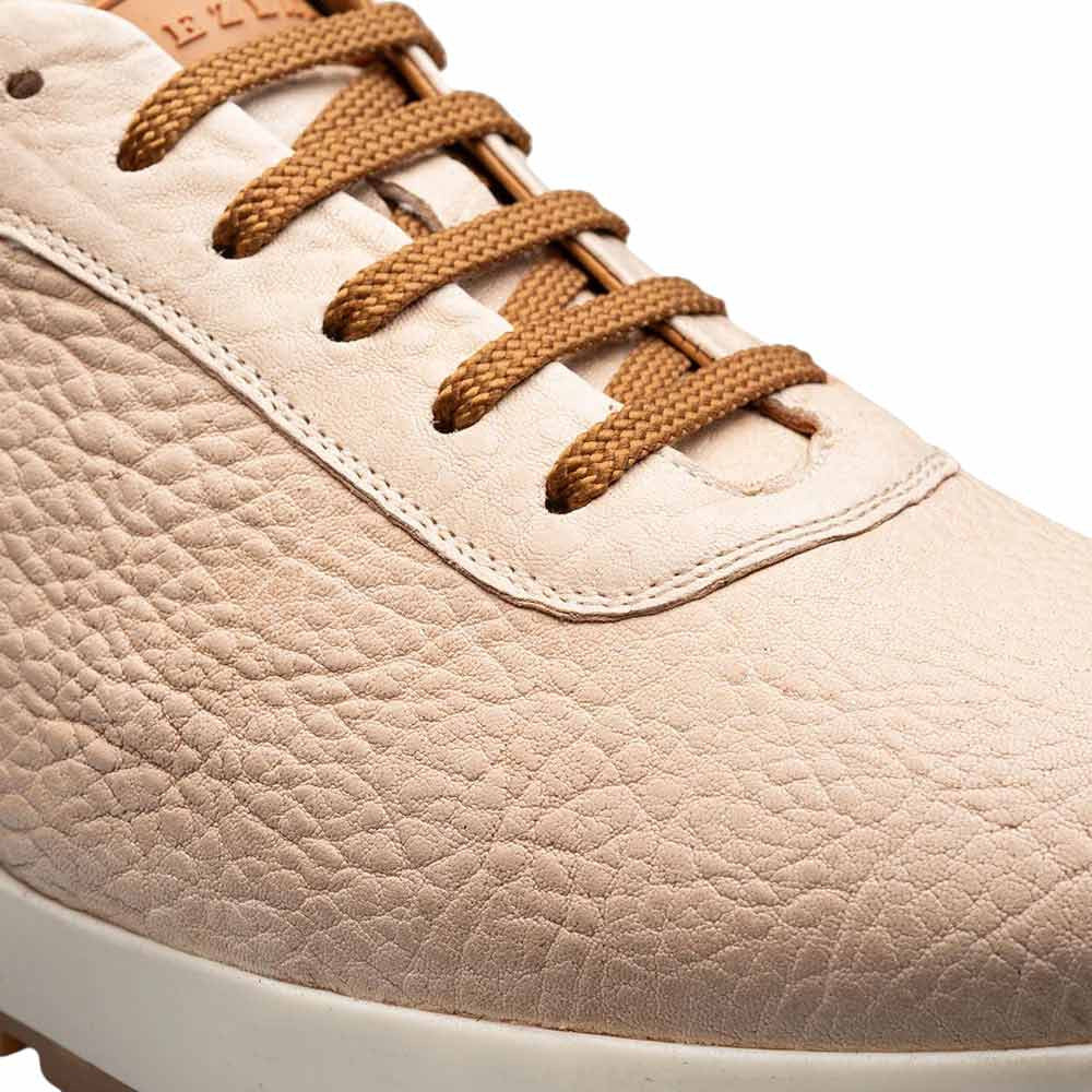 Mezlan Hill Men's Bone Lambskin Dress Sneaker - Handmade in Spain