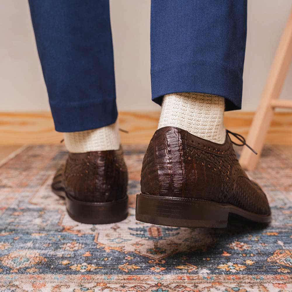 John Woven calfskin Genuine Caiman Crocodile Cap Toe Oxford | MARCO DI MILANO