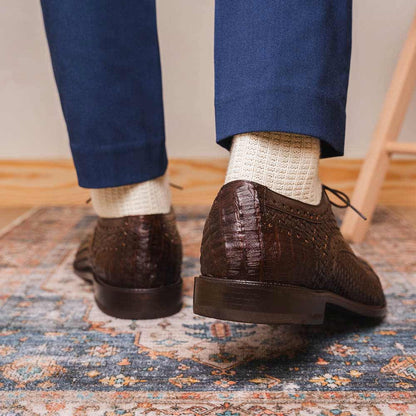 John Woven calfskin Genuine Caiman Crocodile Cap Toe Oxford | MARCO DI MILANO