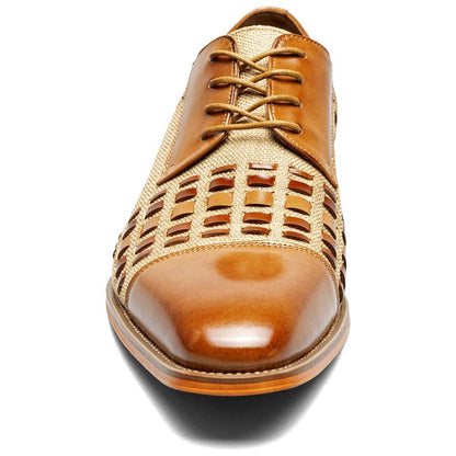 Stacy Adams Men’s Halstead Tan Multi Woven Cut Cap Toe Oxfords