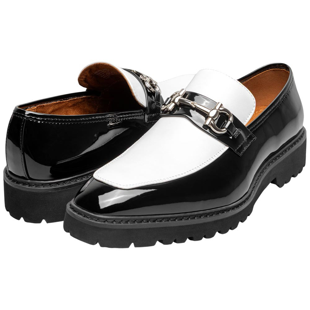 Stacy Adams Carabello Moc Toe Bit Slip-On - Black w/White