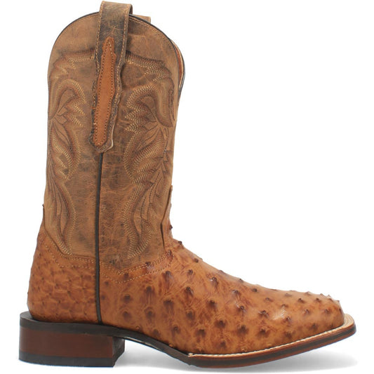 Dan Post Alamosa Tan Genuine Ostrich 11” Broad Square Toe Cowboy Certified Boot