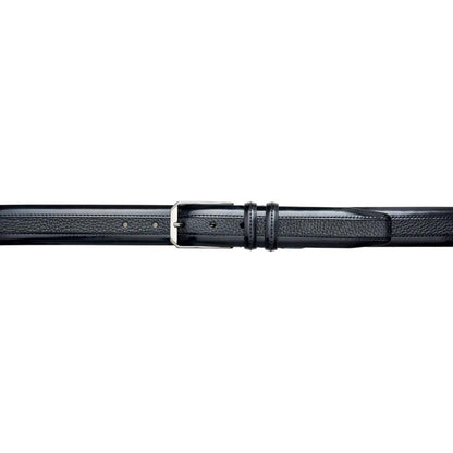Mezlan Men's Hi-Shine Cordovan & Deerskin Belt in Black