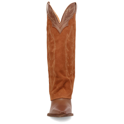 Wild Fire Leather Brown-Rust Cuffed Self-Embroidered Snip Toe Women Boot | Dingo Western Cowgirl Boots