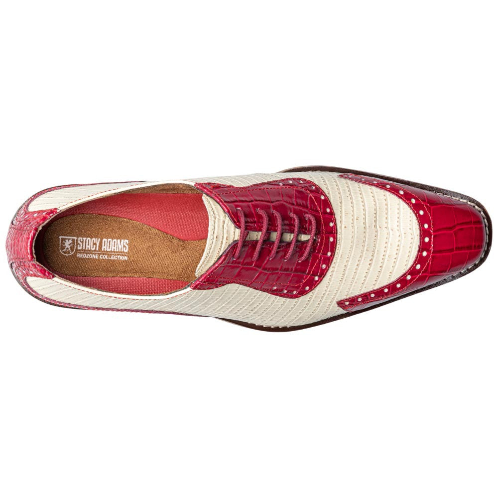 Stacy Adams Tarango Modified Cap Toe Raspberry w/Ivory Oxford Shoes for Men