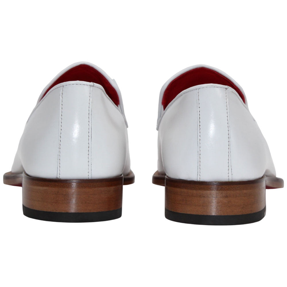 Francesco White Leather Loafers | Emilio Franco Dress Loafers for Men