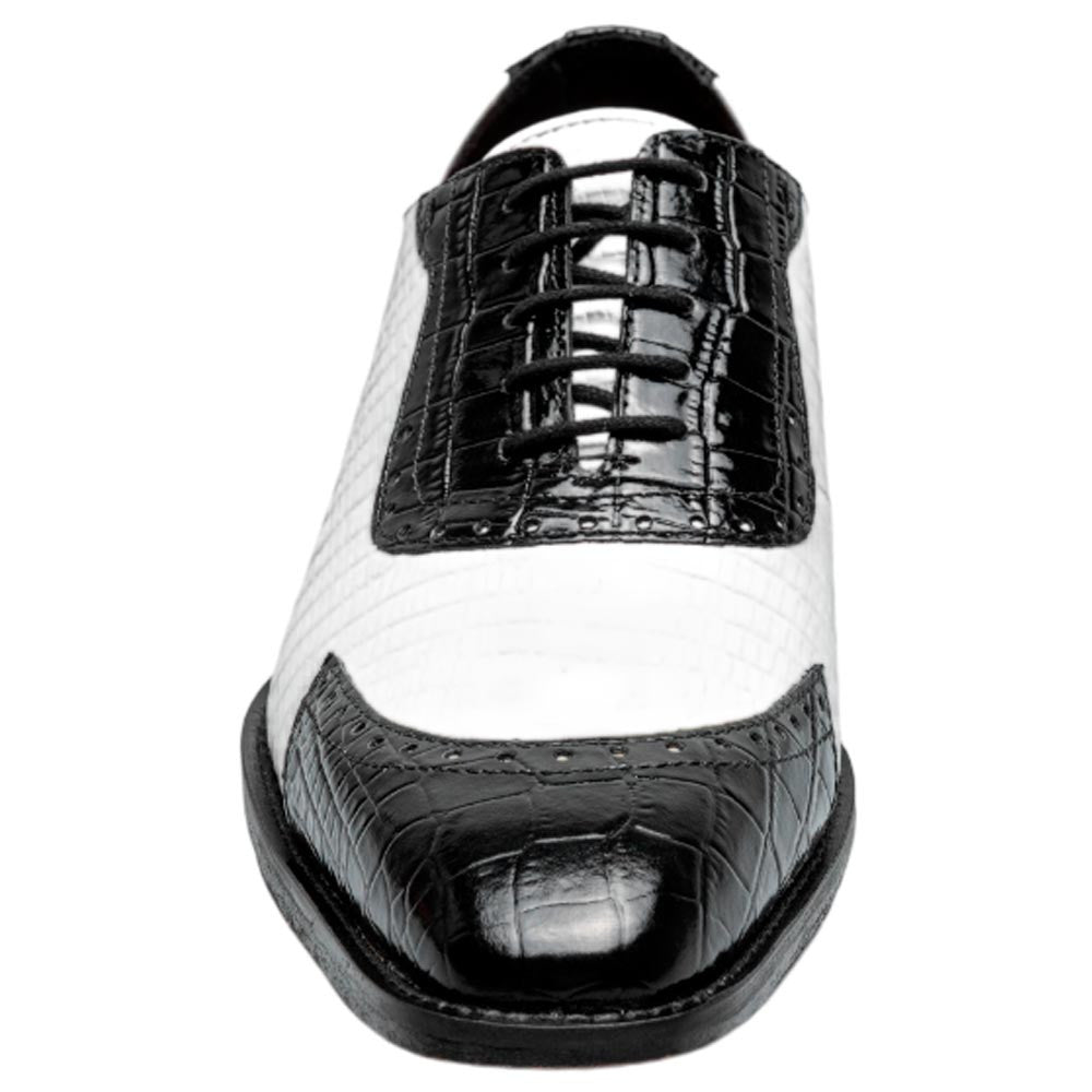 Stacy Adams Tarango Modified Cap Toe Black and White Oxford Shoes for Men