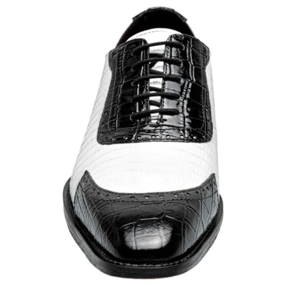 Stacy Adams Tarango Modified Cap Toe Black and White Oxford Shoes for Men