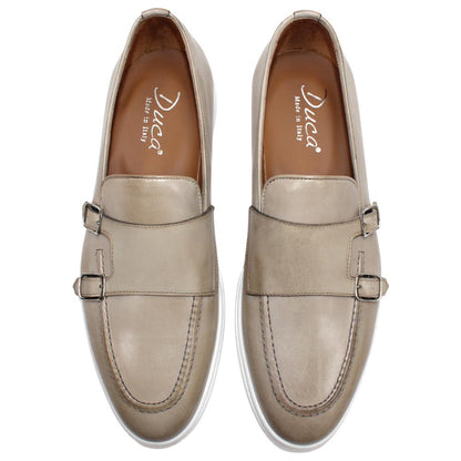 Duca Men's Rimini Beige Italian Calf Leather Slip-On Loafer