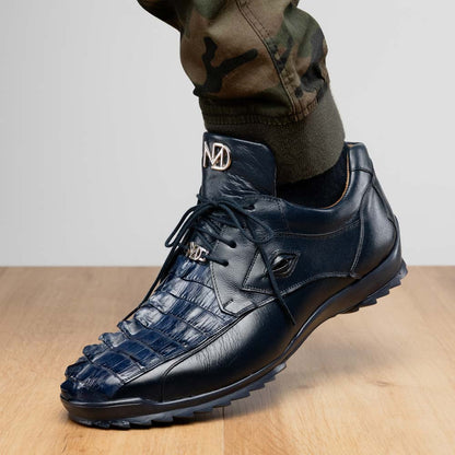 Marco Di Milano Udine Genuine Hornback Caiman & Calf Leather Sneaker – Navy