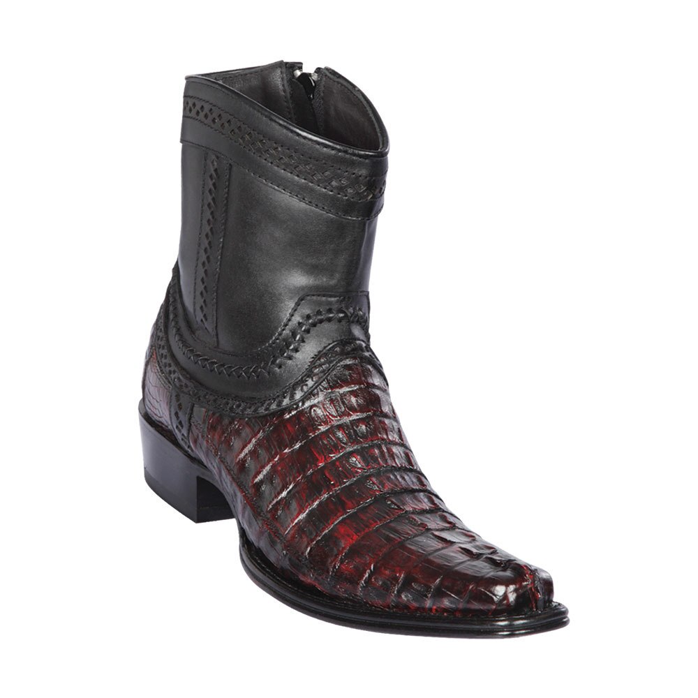 Los Altos Black Cherry Caiman Tail Low Shaft European Square Toe Men's Boot