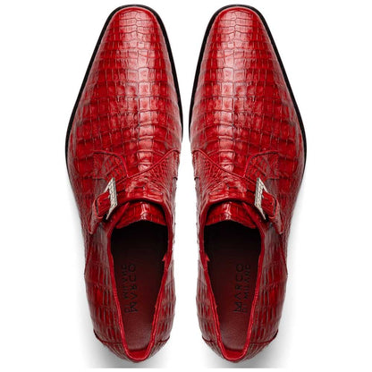 Rovigo Red Men’s Genuine Caiman Crocodile Dress Monk Strap | Marco Di Milano
