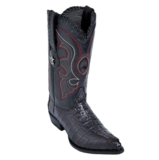 Los Altos Men's Black Cherry Genuine Caiman Tail Boots